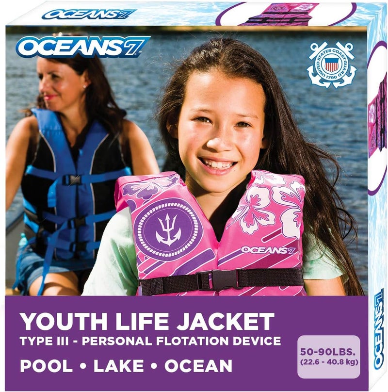 Oceans 7 US Coast Guard Approved Life Jacket for Infant, Kids, Youth, – Type II & III Vest, Personal Flotation Device - Image 1